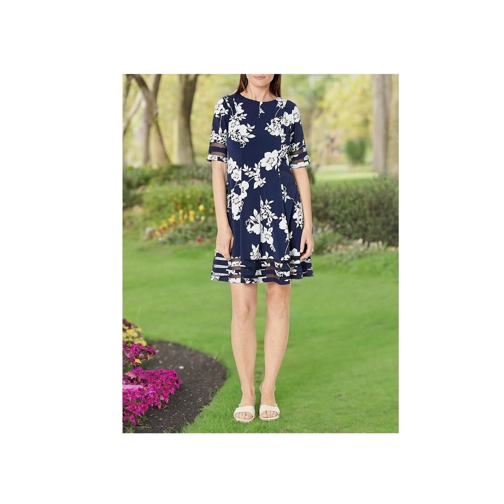 NWT Jessica Howard Style Fit Flare Dress Elbow Sleeve Plus Size 18W